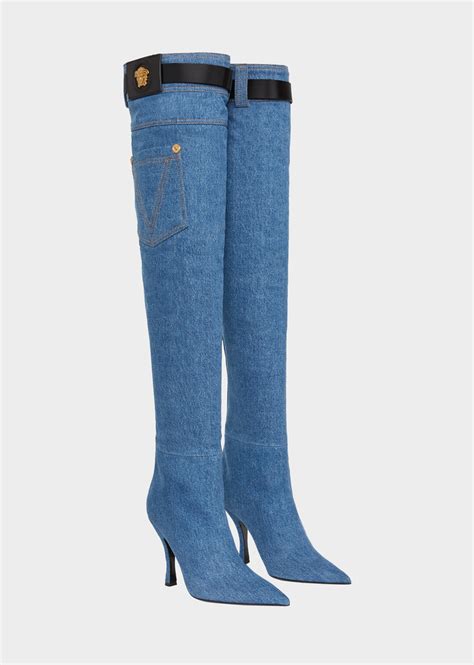 women versace boots|versace denim boots.